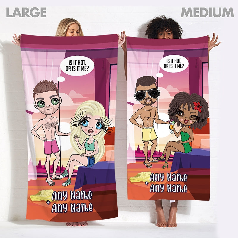 Multi Character Couples Is It Hot Beach Towel - Image 3