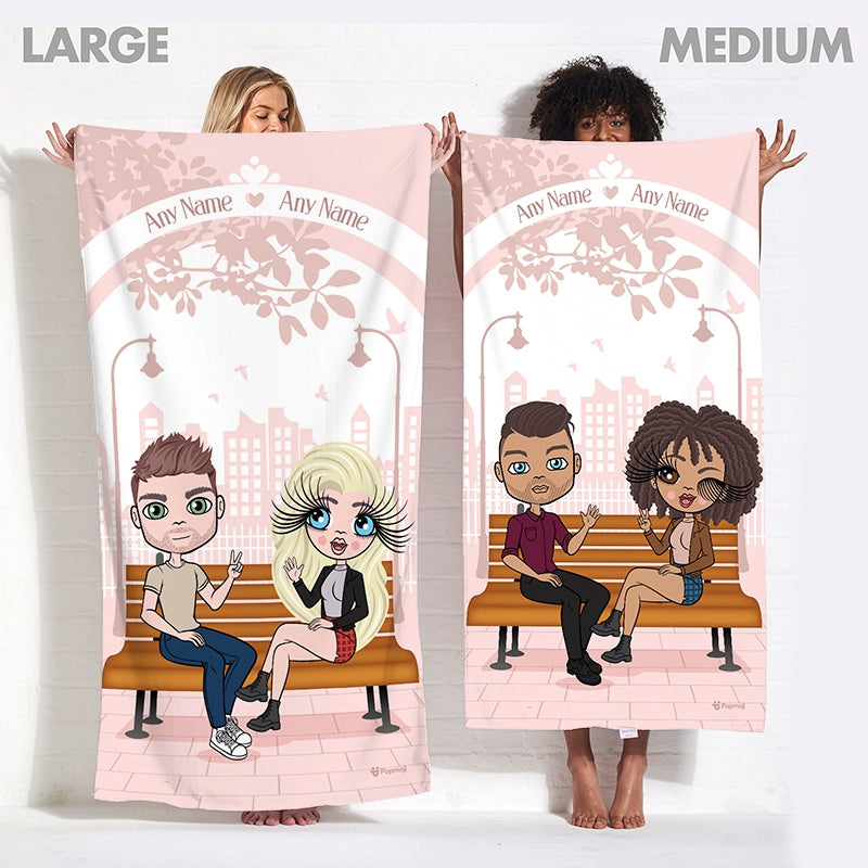 Multi Character Couples Love Bench Beach Towel - Image 4