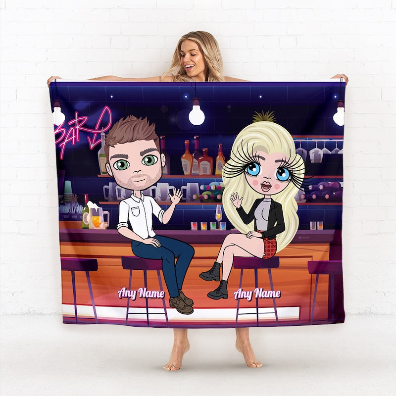 Multi Character Couples Bar Fleece Blanket - Image 1