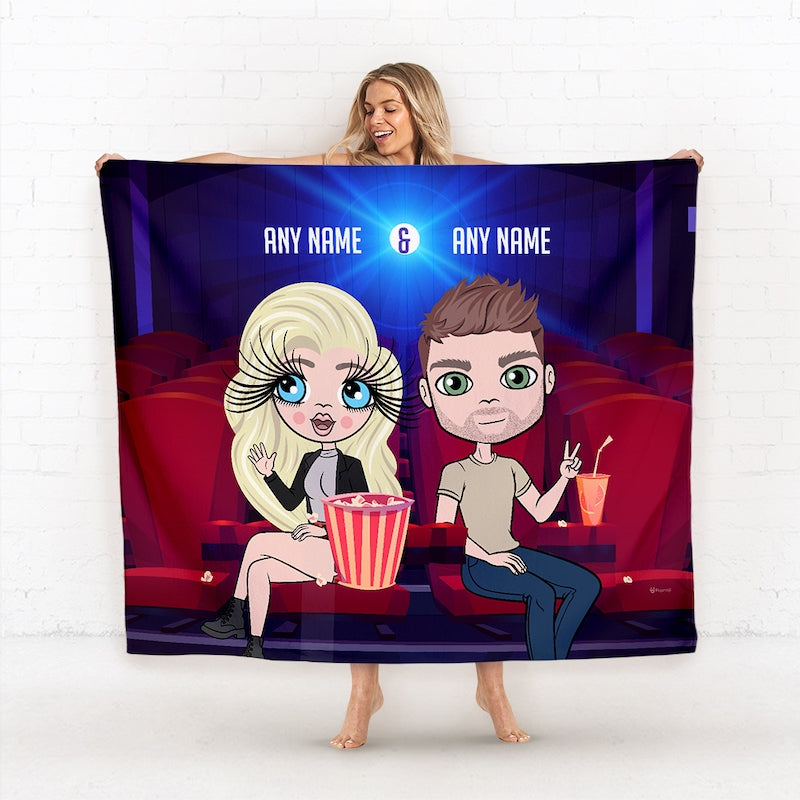 Multi Character Couples At The Movies Fleece Blanket - Image 1