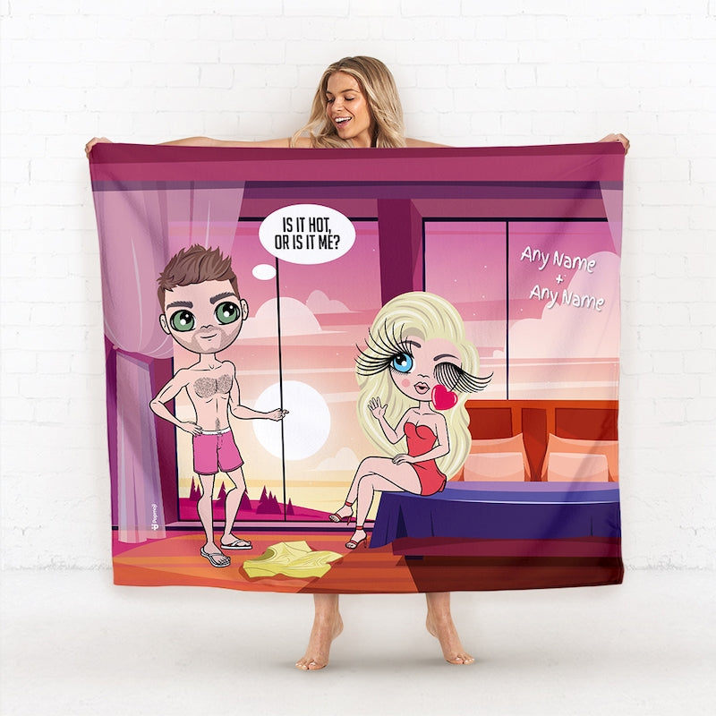 Multi Character Couples Is It Hot Fleece Blanket - Image 1