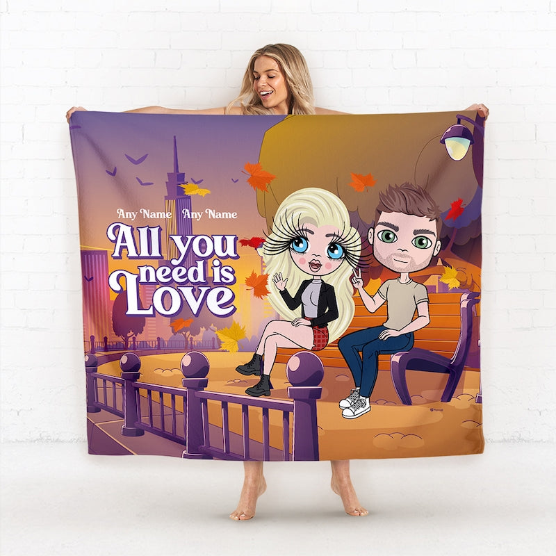 Multi Character Couples All You Need Is Love Fleece Blanket - Image 3