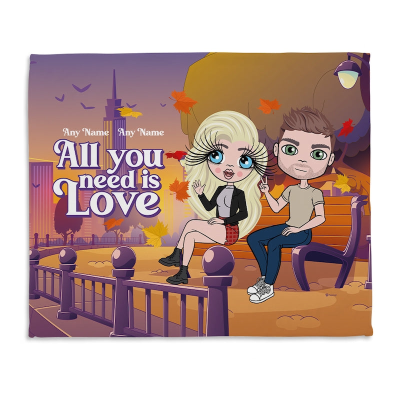 Multi Character Couples All You Need Is Love Fleece Blanket - Image 1