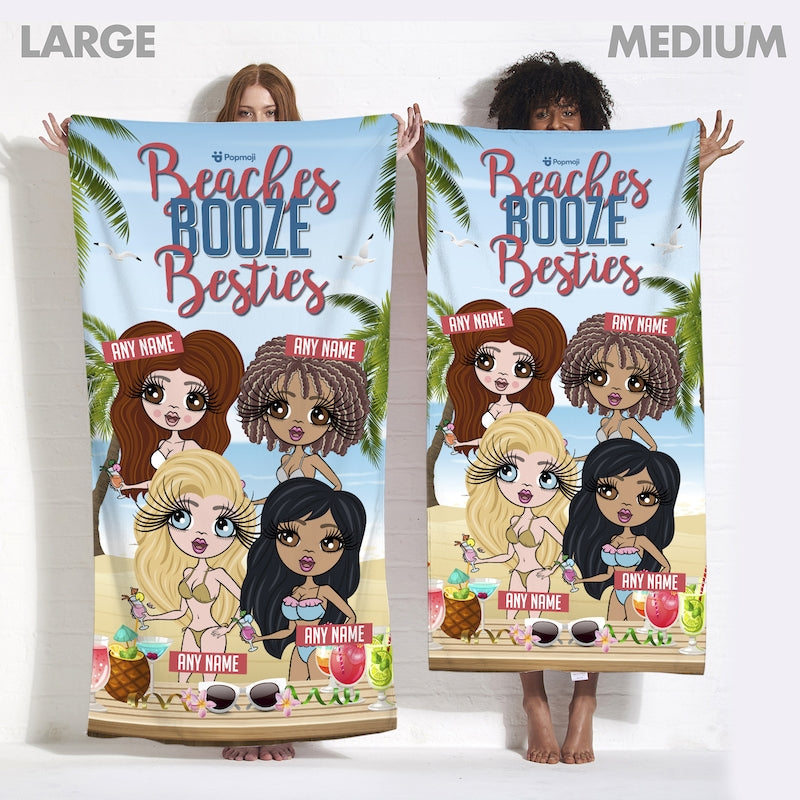 Multi Character Personalized Beaches, Booze & Besties Trip Beach Towel - 4 Women - Image 5