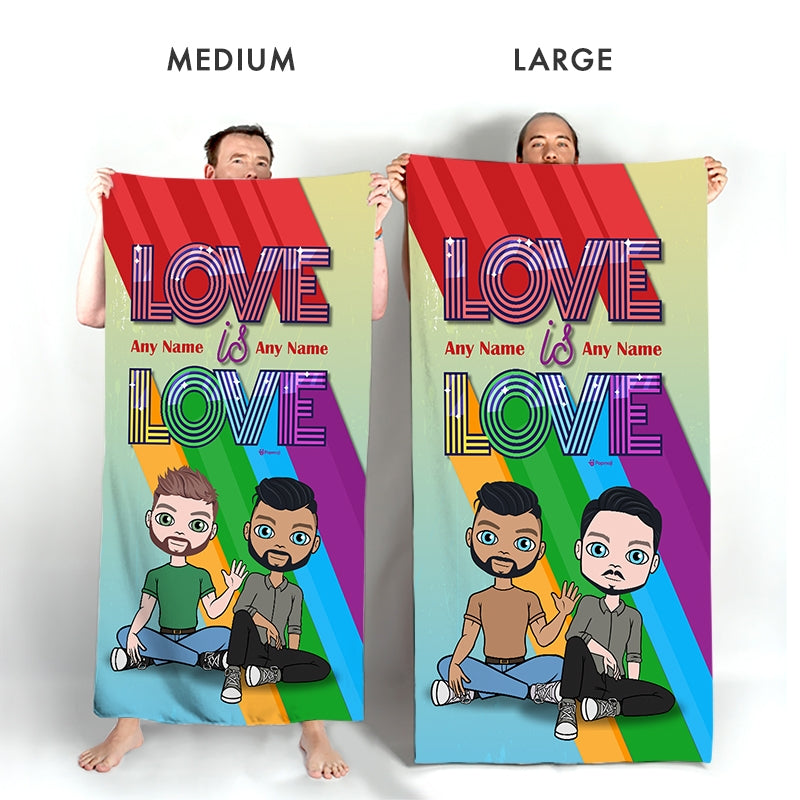 Multi Character Couples Love Is Love Beach Towel - Image 3