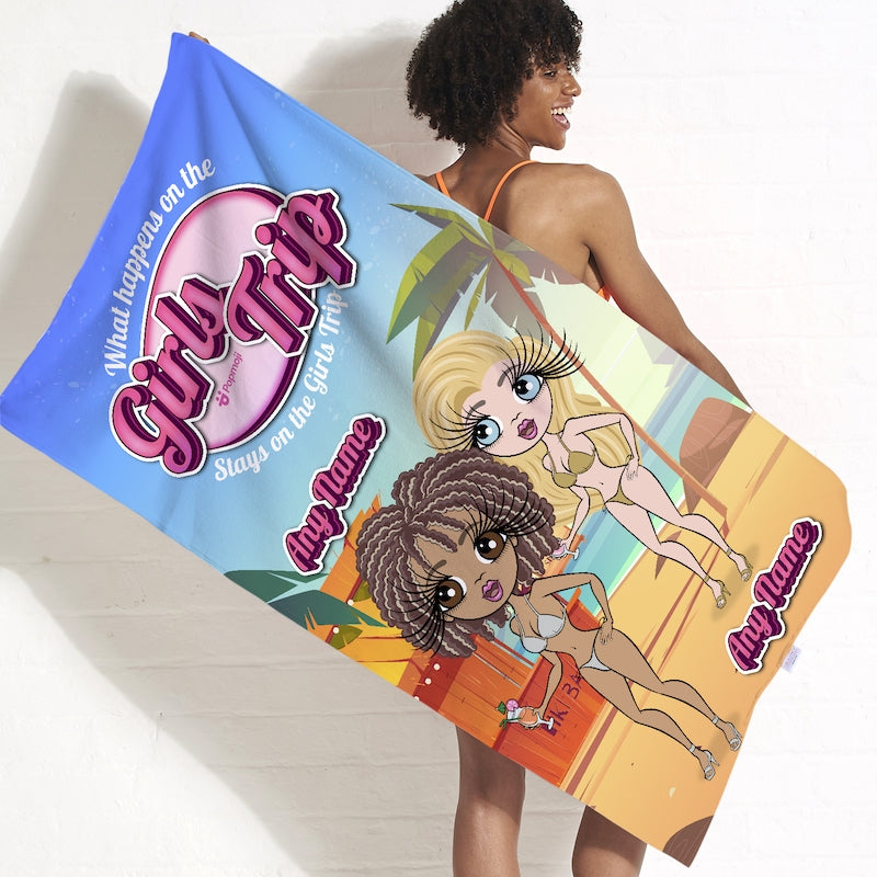Multi Character Personalized Stays On Girls Trip Beach Towel - 2 Women - Image 3
