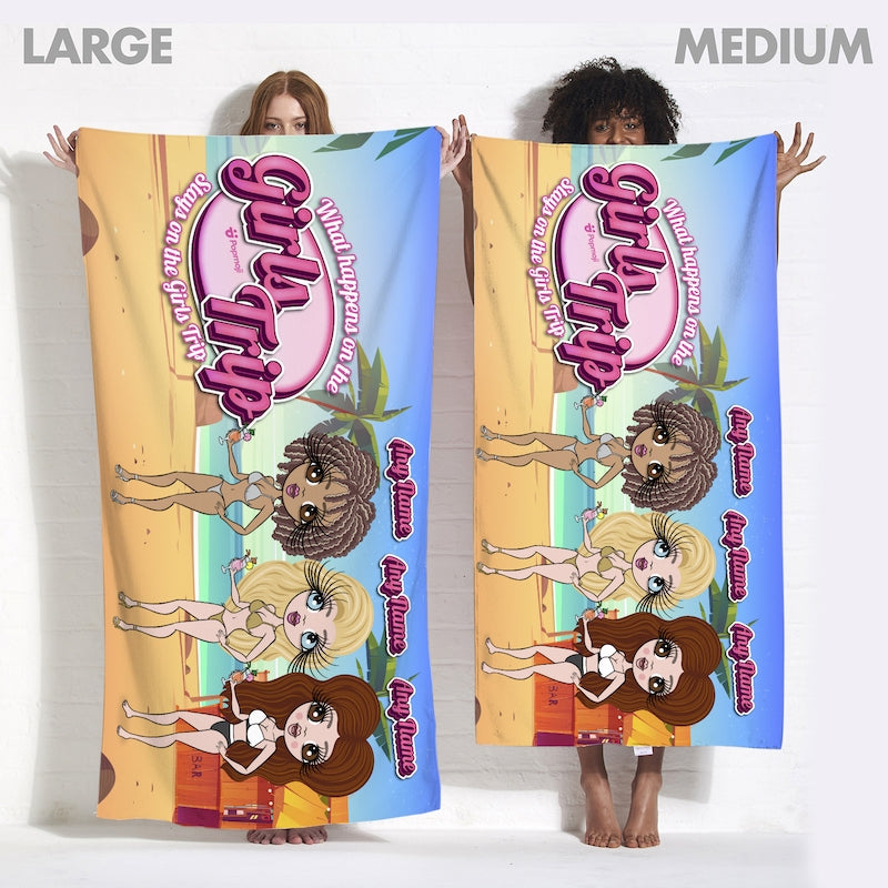 Multi Character Personalized Stays On Girls Trip Beach Towel - 3 Women - Image 6