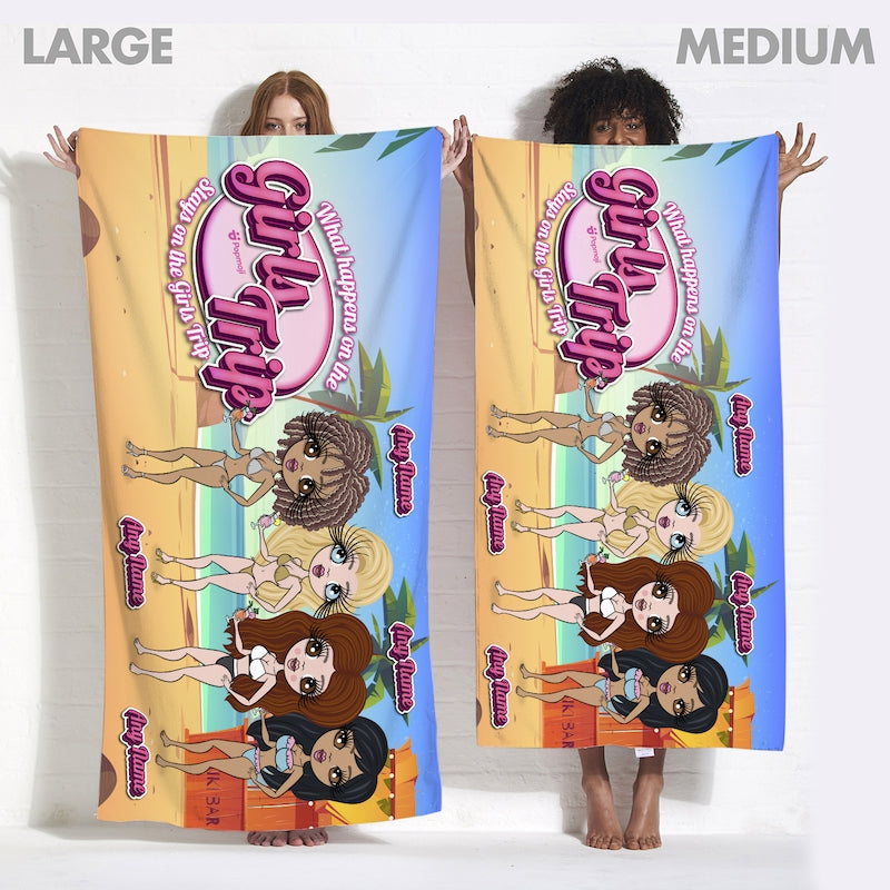 Multi Character Personalized Stays On Girls Trip Beach Towel - 4 Women - Image 5