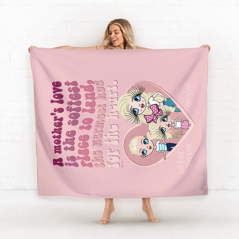 Multi Character Softest Place To Land Woman And 2 Children Fleece Blanket