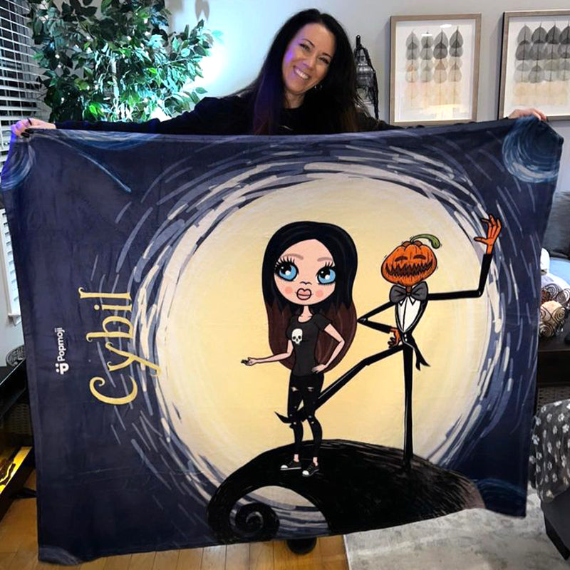 Womens Personalized Halloween Nightmare Fleece Blanket