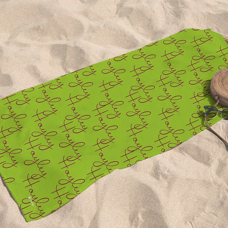 Personalized Name Script Green Beach Towel - Image 4