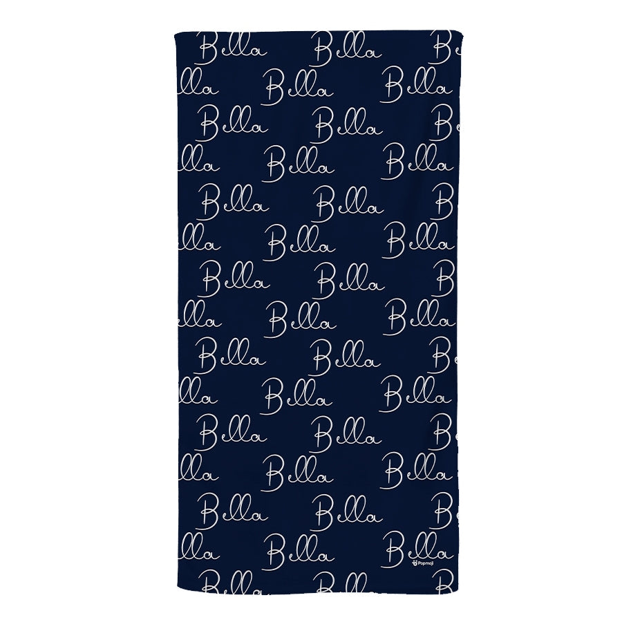 Personalized Name Script Navy Beach Towel - Image 4