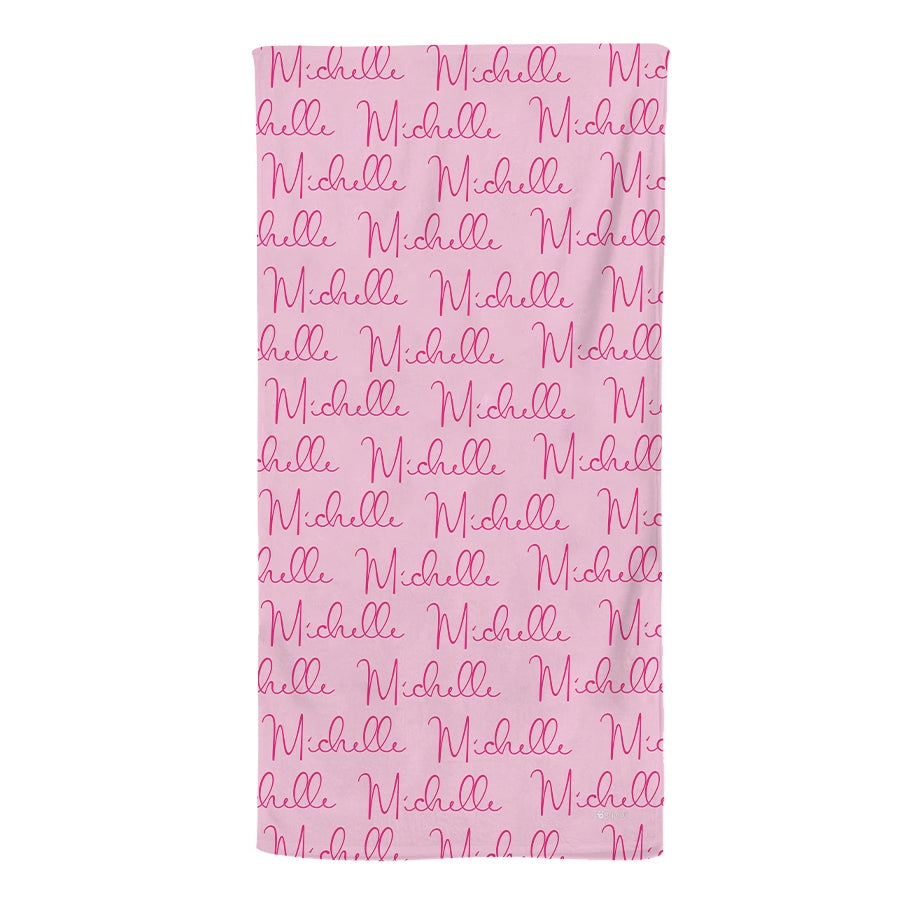 Personalized Name Script Light Pink Beach Towel - Image 3