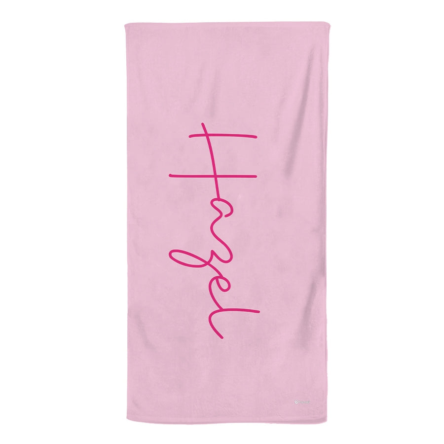 Personalized Name Signature Pink Beach Towel - Image 2