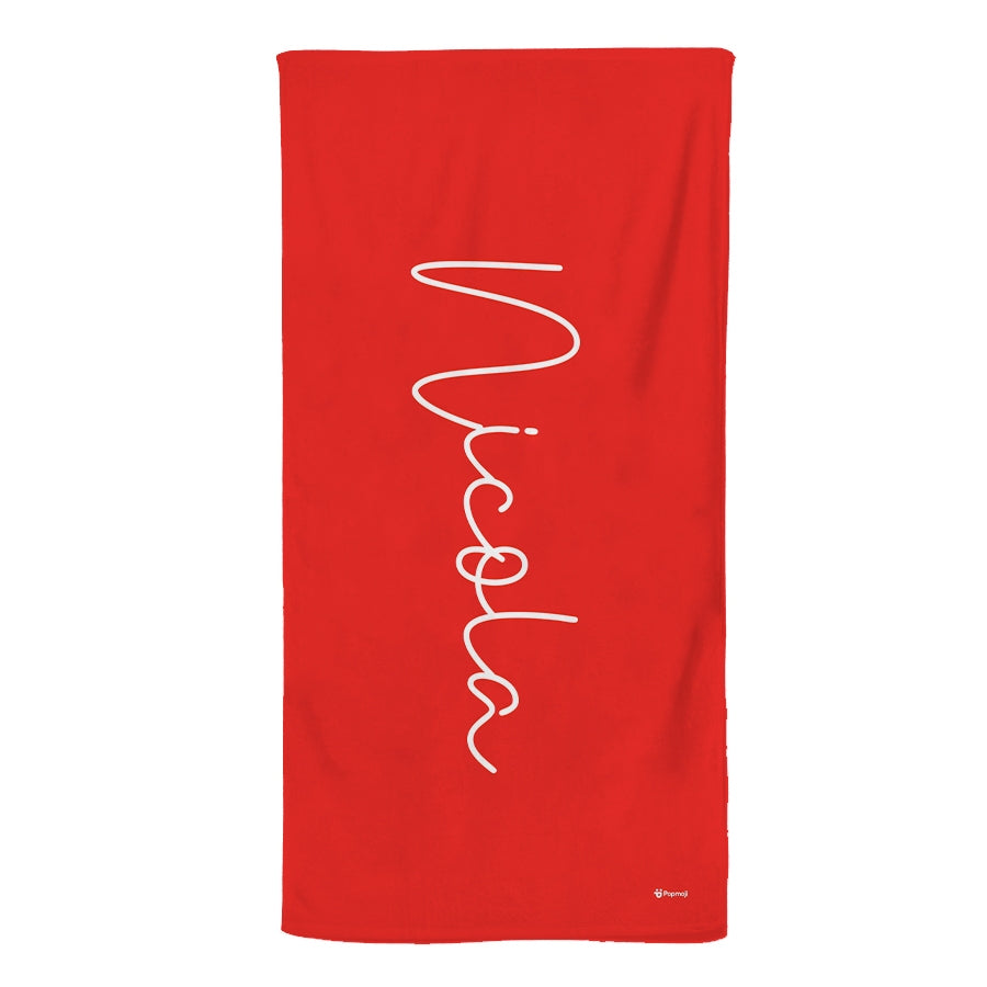 Personalized Name Signature Red Beach Towel - Image 3