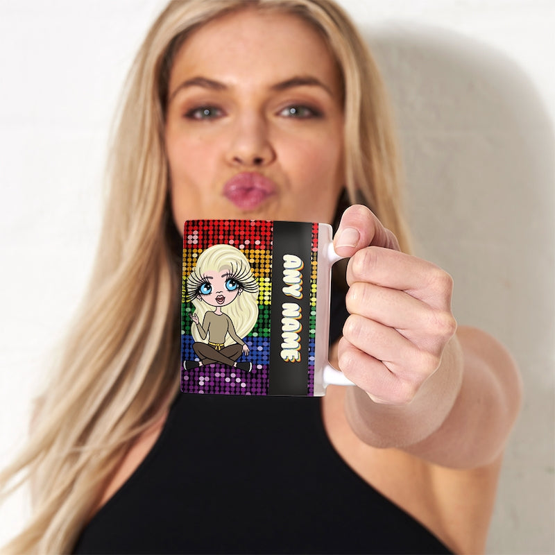Womens Personalized Glitter Pride Flag Mug