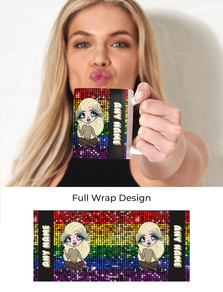 Womens Personalized Glitter Pride Flag Mug