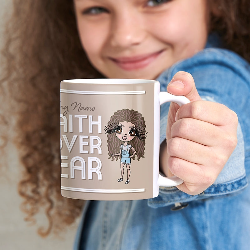 ClaireaBella Girls Personalized Faith Over Fear Mug - Image 1