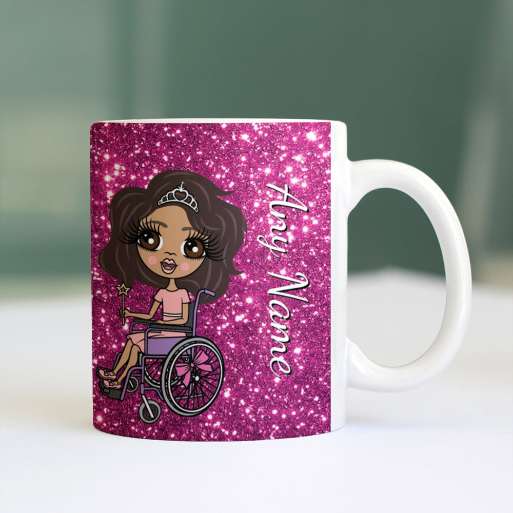 Girls Personalized Wheelchair Glitter Effect Mug