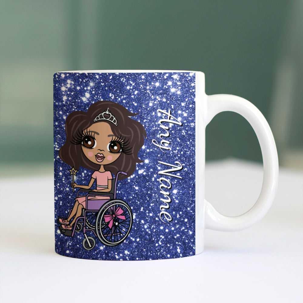 Girls Personalized Wheelchair Glitter Effect Mug