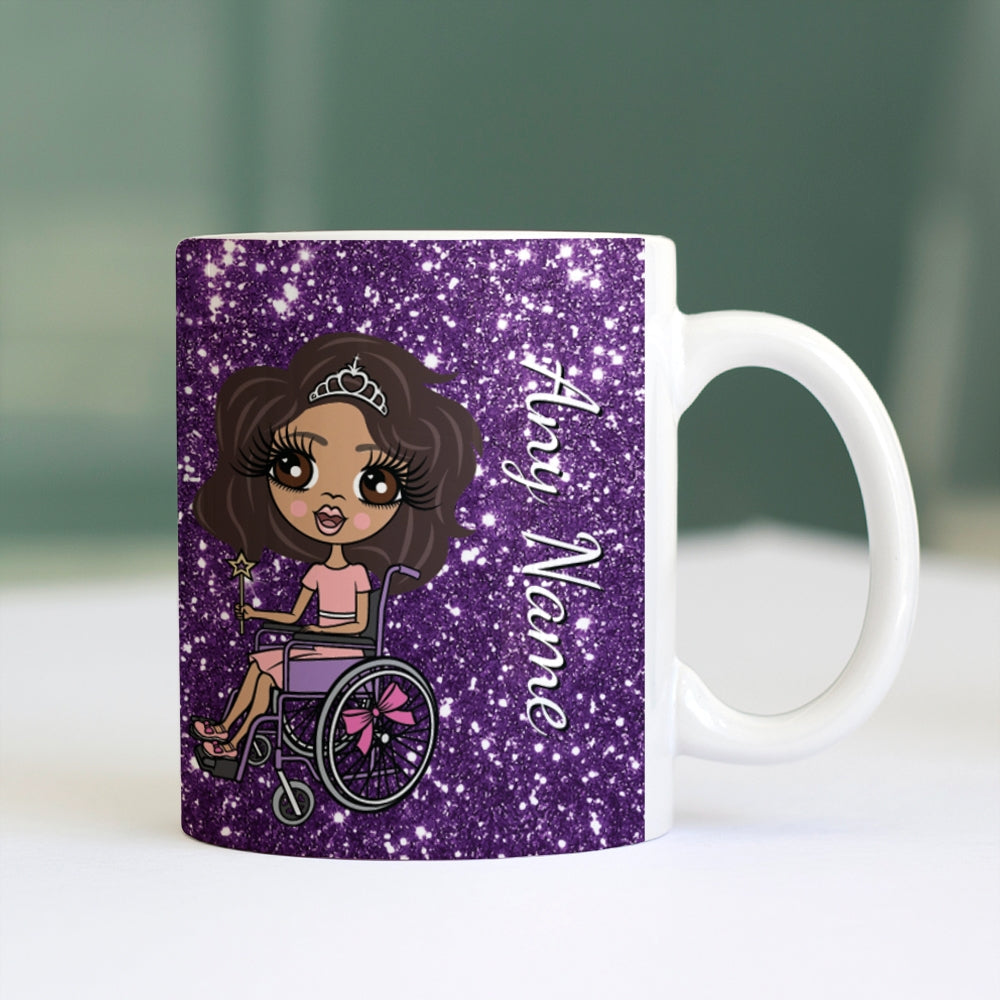 Girls Personalized Wheelchair Glitter Effect Mug