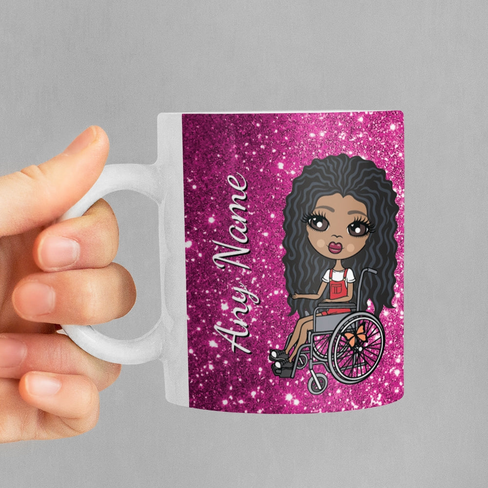 Girls Personalized Wheelchair Glitter Effect Mug