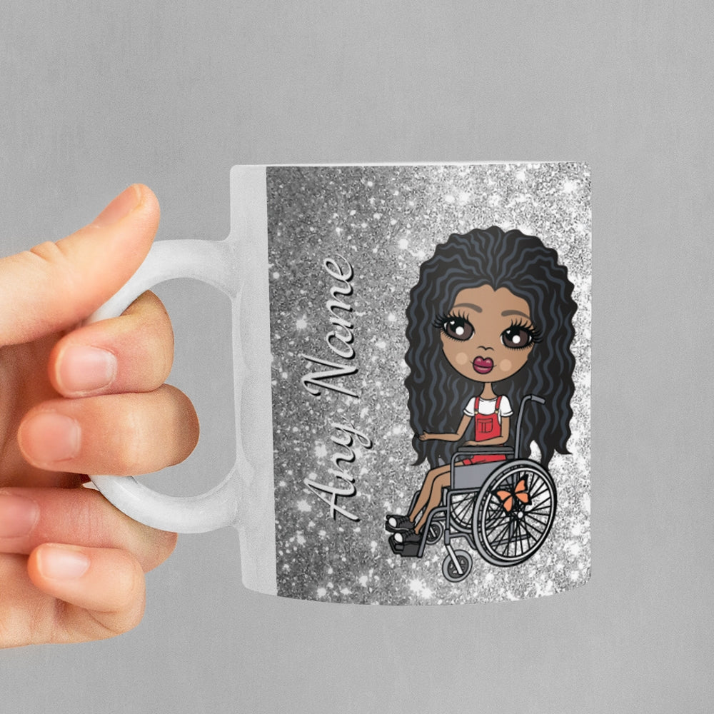 Girls Personalized Wheelchair Glitter Effect Mug