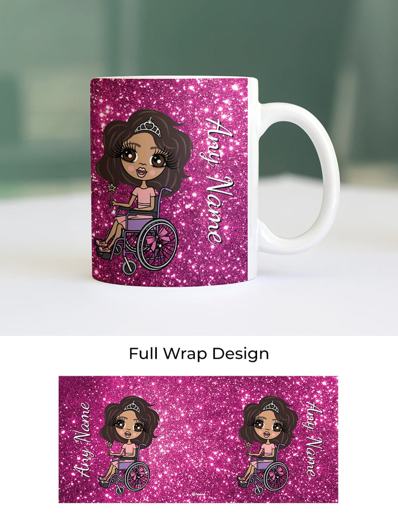 Girls Personalized Wheelchair Glitter Effect Mug