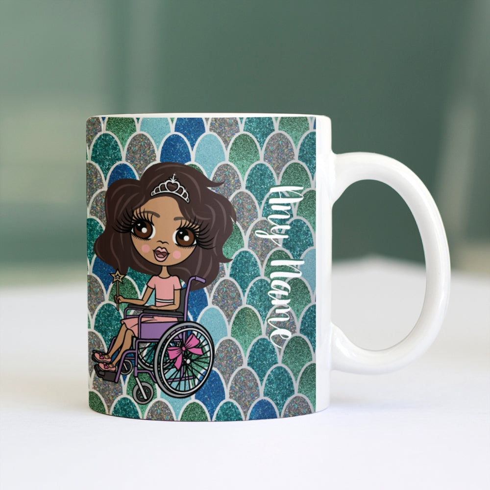 Girls Personalized Wheelchair Mermaid Glitter Effect Mug