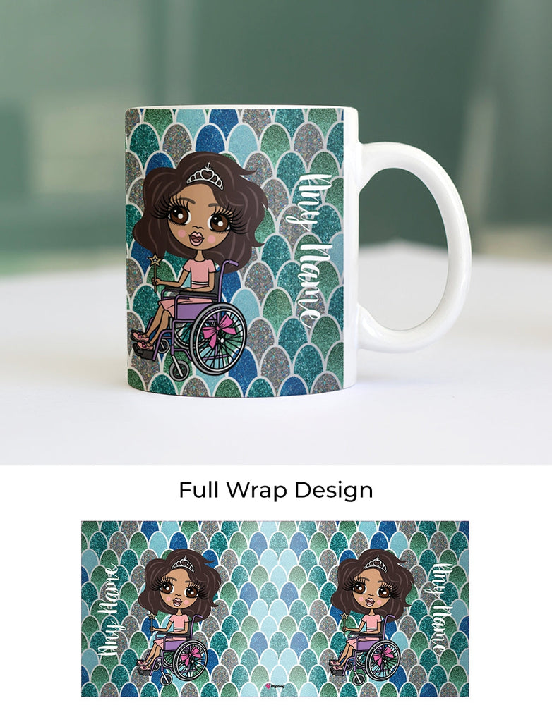 Girls Personalized Wheelchair Mermaid Glitter Effect Mug