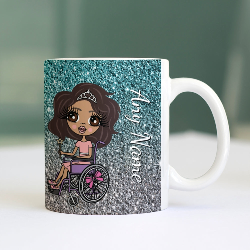 Girls Personalized Wheelchair Ombre Glitter Effect Mug