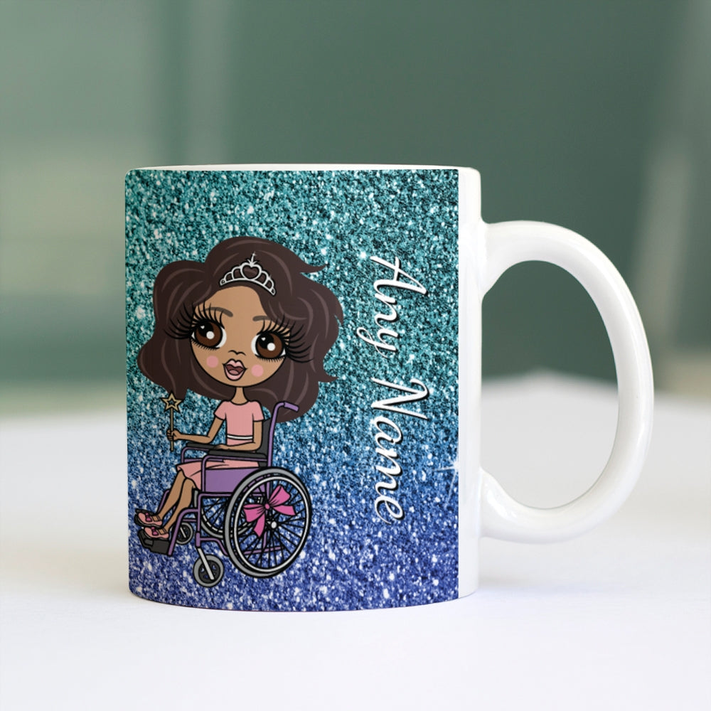 Girls Personalized Wheelchair Ombre Glitter Effect Mug