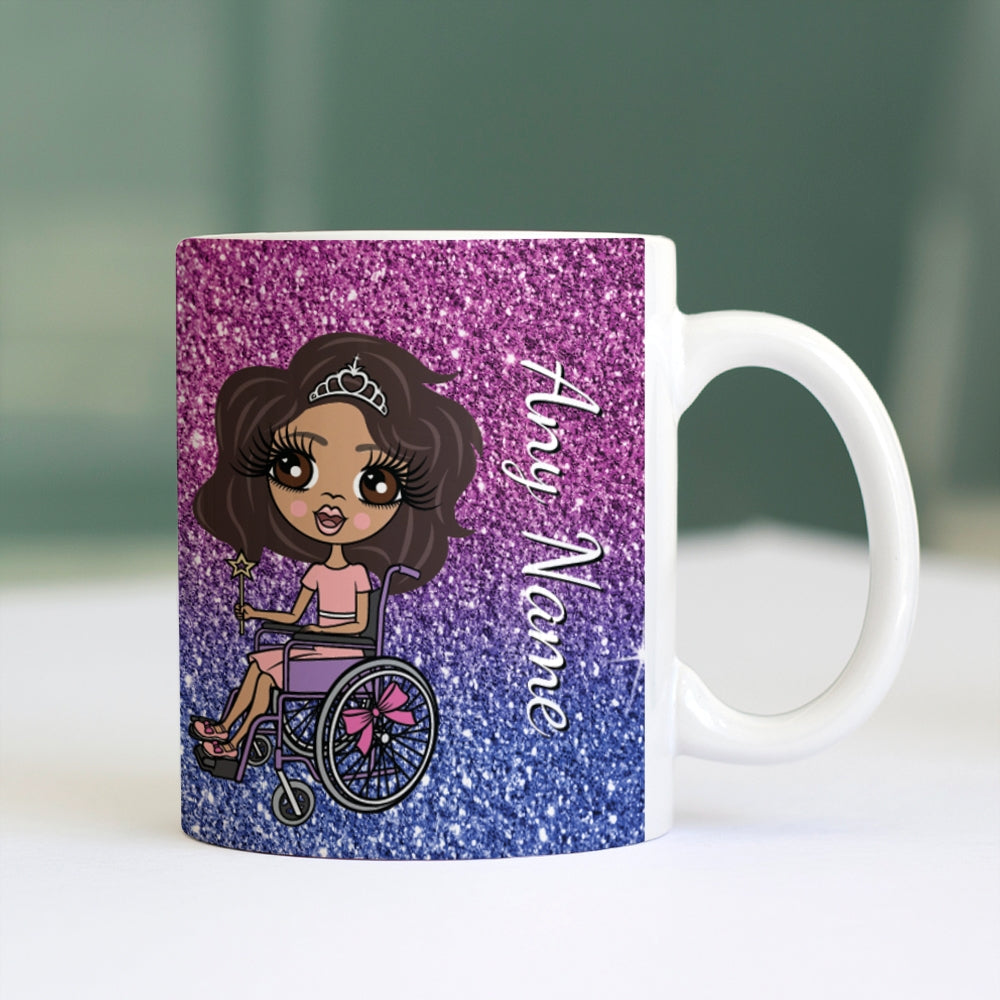 Girls Personalized Wheelchair Ombre Glitter Effect Mug