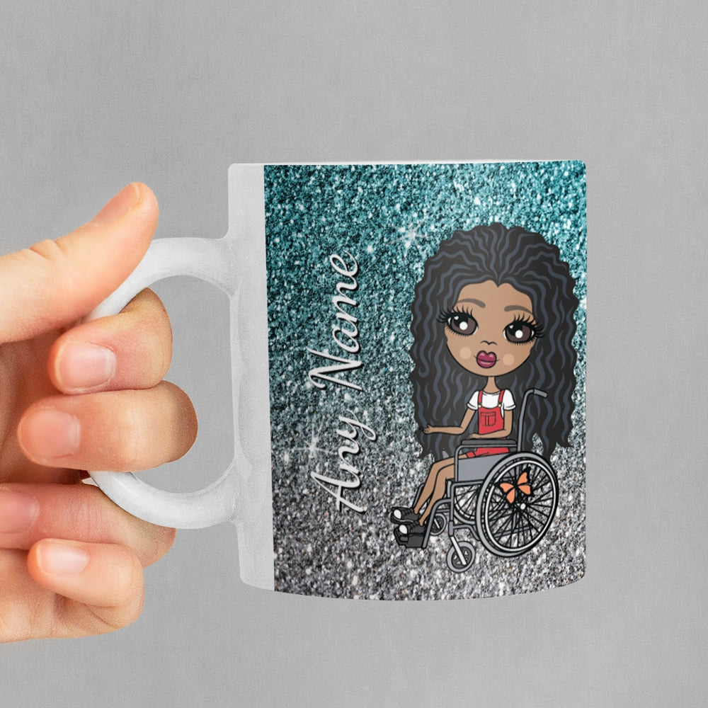 Girls Personalized Wheelchair Ombre Glitter Effect Mug