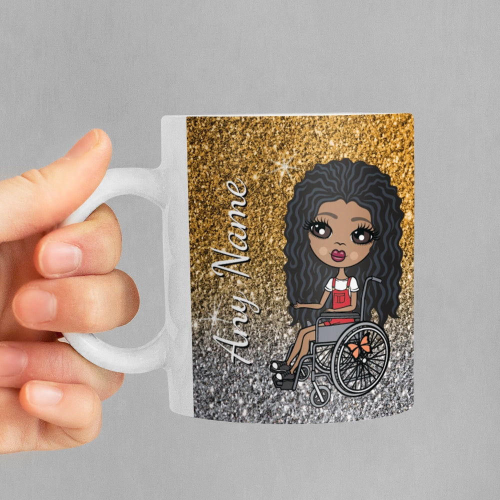 Girls Personalized Wheelchair Ombre Glitter Effect Mug