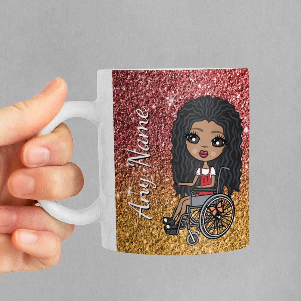 Girls Personalized Wheelchair Ombre Glitter Effect Mug
