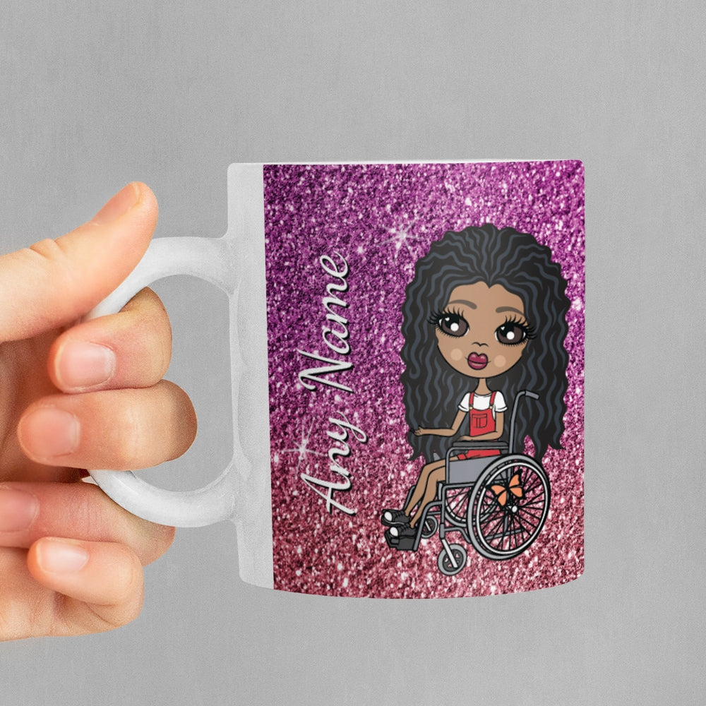 Girls Personalized Wheelchair Ombre Glitter Effect Mug