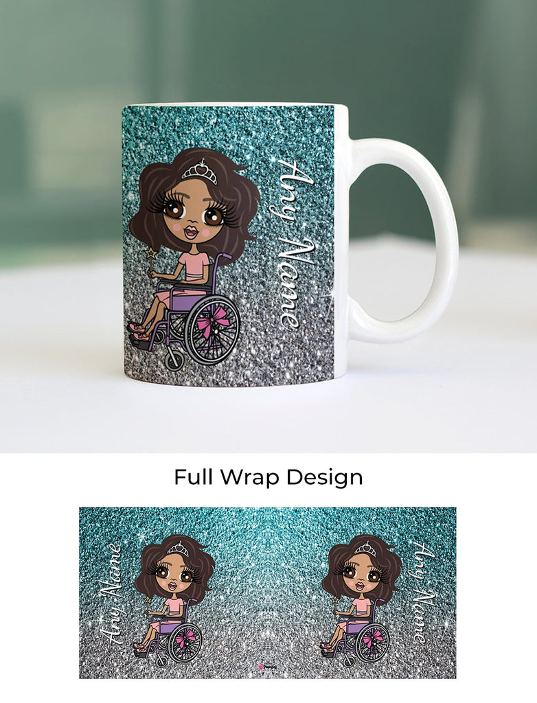 Girls Personalized Wheelchair Ombre Glitter Effect Mug