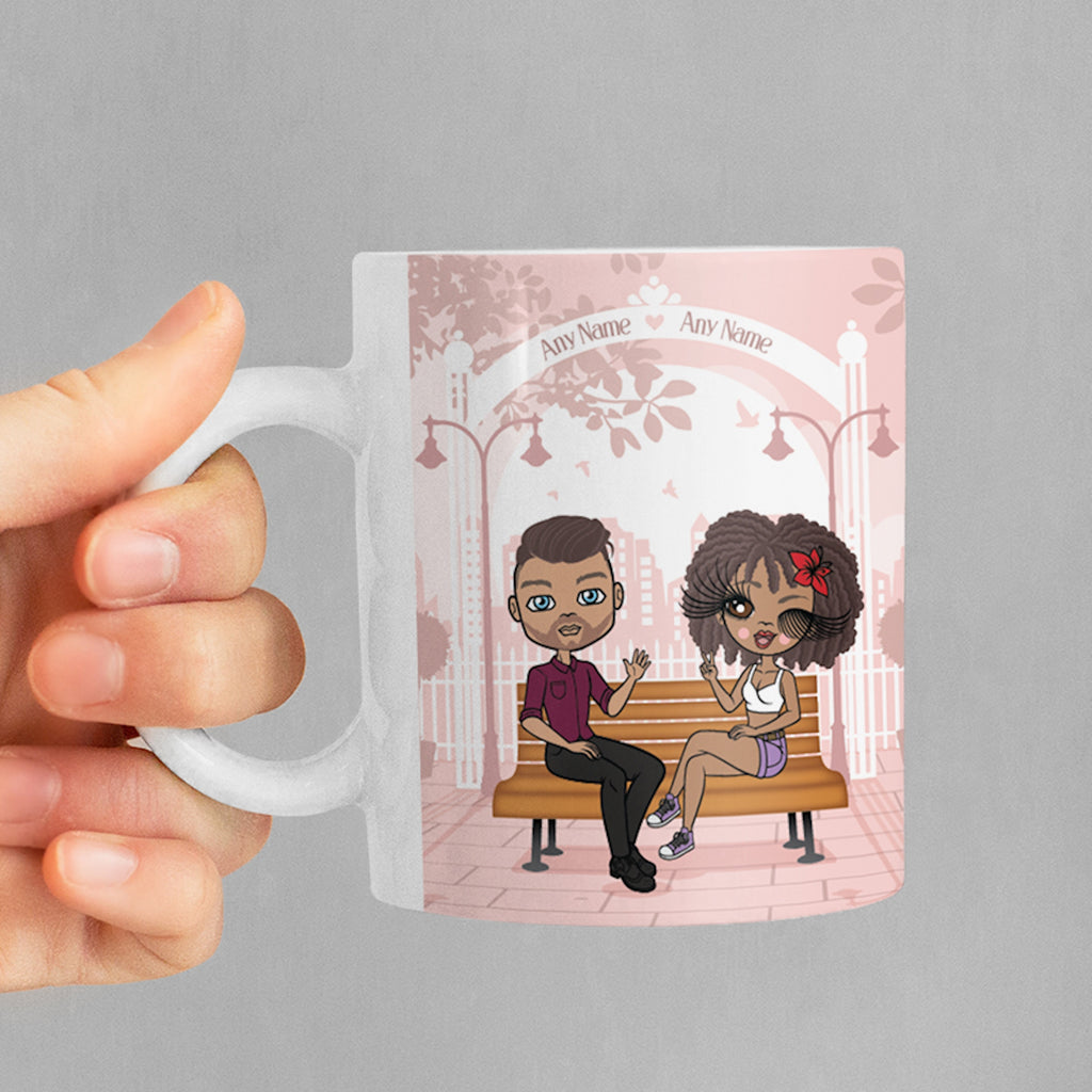 Multi Character Couples Love Bench Mug - Image 1