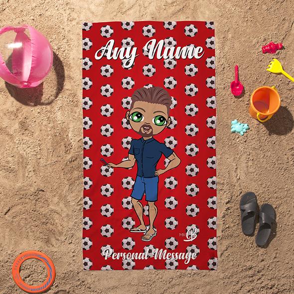 Mens Personalized Soccer Beach Towel