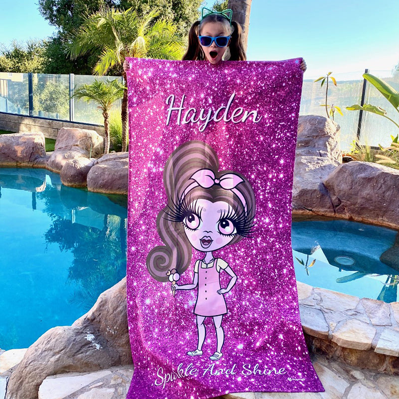 ClaireaBella Girls Glitter Effect Beach Towel