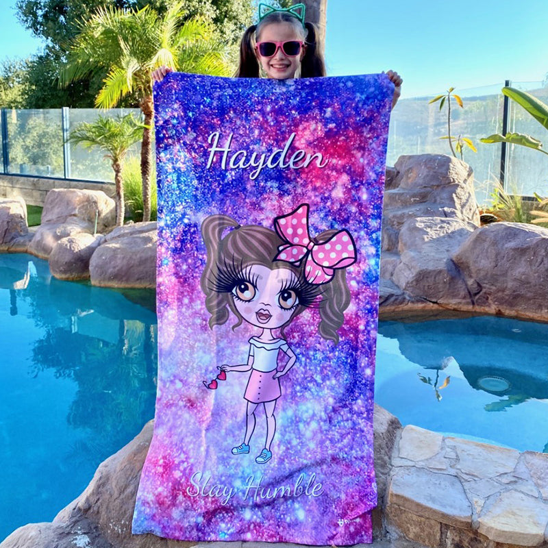 ClaireaBella Girls Galaxy Sparkle Beach Towel