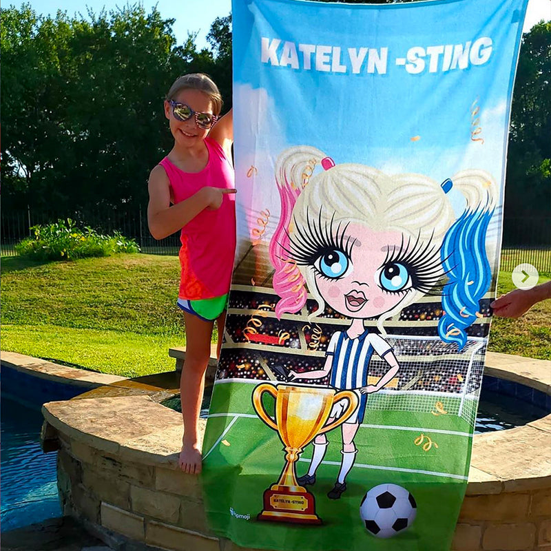 Girls Personalized Soccer Champ Beach Towel