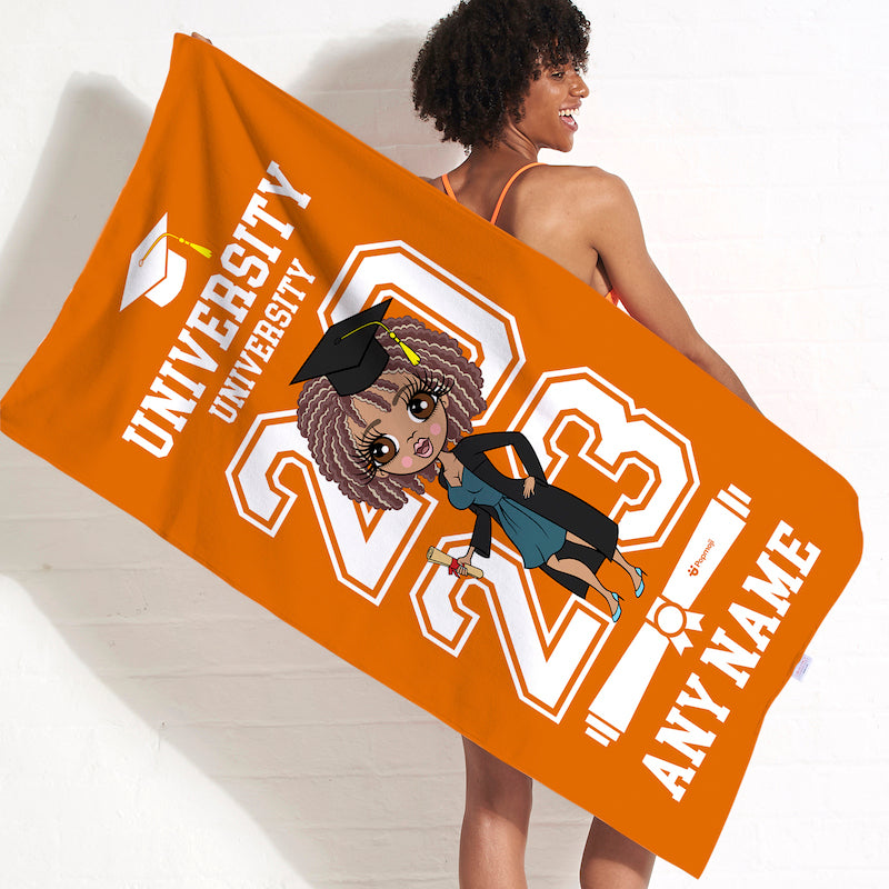 ClaireaBella Graduation Orange Varsity Beach Towel
