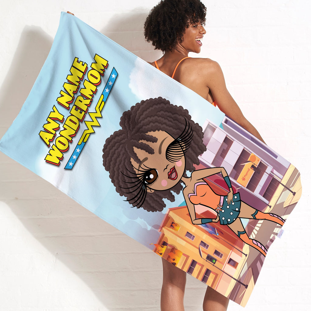 Womens Personalized Wondermom Beach Towel