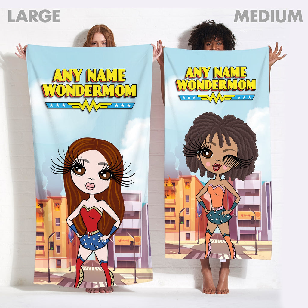 Womens Personalized Wondermom Beach Towel