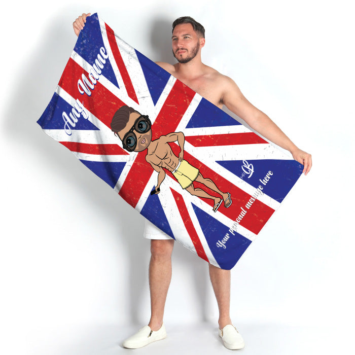 Mens Personalized Union Jack Beach Towel