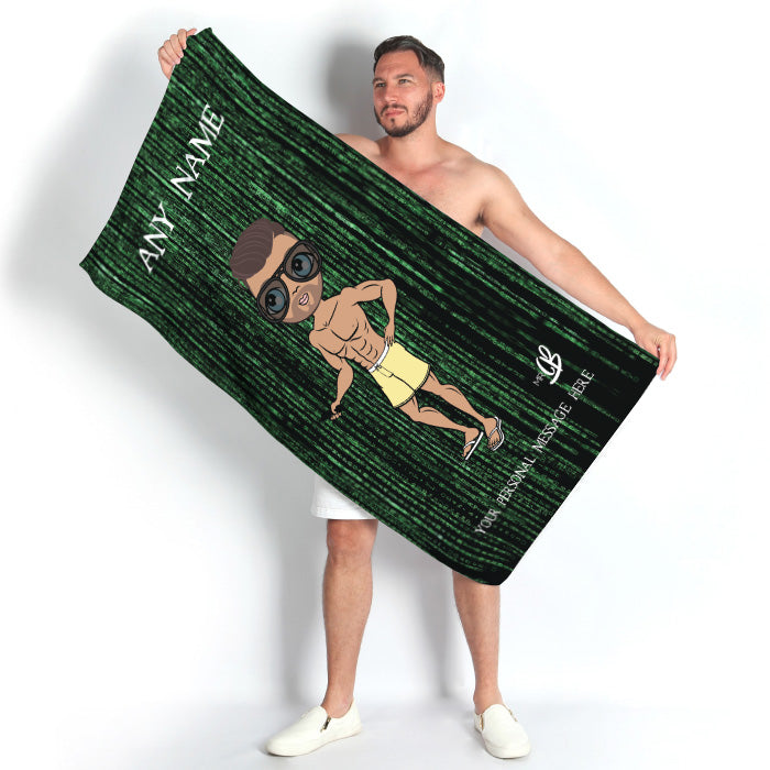 Mens Personalized Code Print Beach Towel