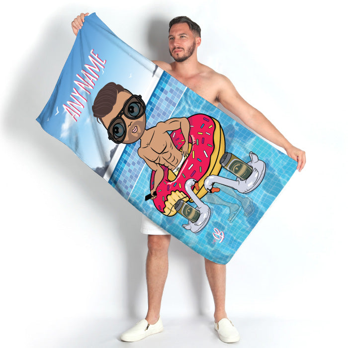 Mens Personalized Pool Party Beach Towel