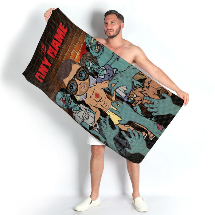 Mens Personalized Zombie Beach Towel
